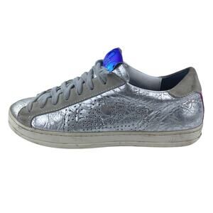 P448 Metallic John Women's Silver Low Top Lace Up Athletic Sneakers Shoes Size 7